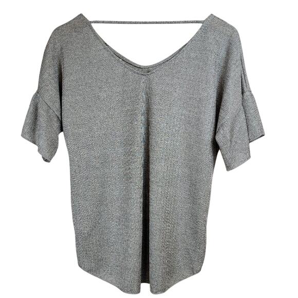 Maurices Women's Silver Gray Marled Ribbed V Neck Short‎ Sleeve Tunic Top Size M - Picture 3 of 9